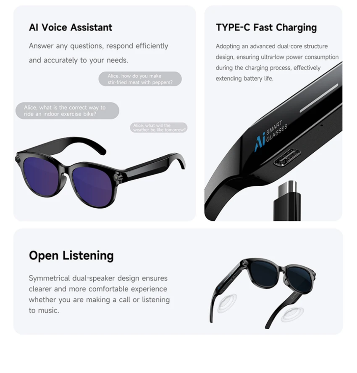 Horizon AI Smart Glasses – 1080P HD Camera, Real-Time Translation & Audio Audio-Open Sport Edition