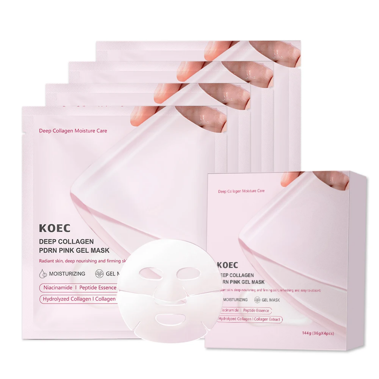 KOEC Collagen Peptide Skincare Set - Hydrating Facial Mist, Pore Minimizing Serum & Eye Patches