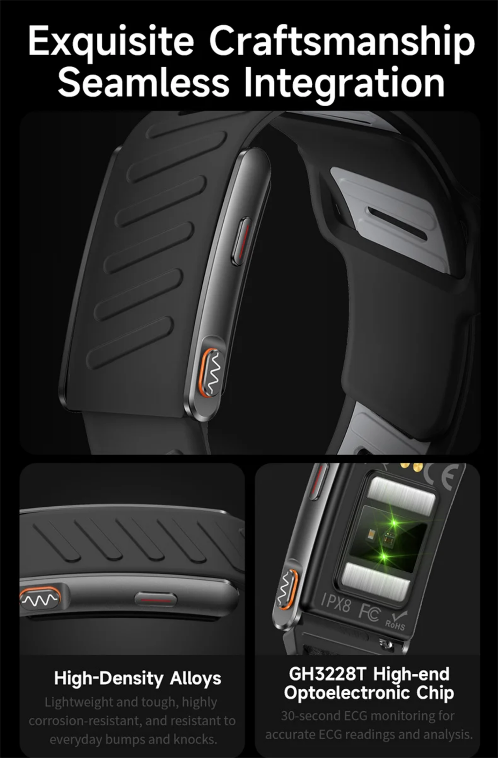 Aura Screenless Smart Band – 24H ECG Monitoring, Advanced Fitness Tracker & Long Battery Life