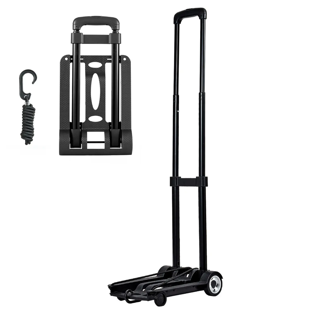 Portable Folding Hand Truck - Heavy Duty Luggage Cart with Elastic Ropes, 110 lbs Capacity